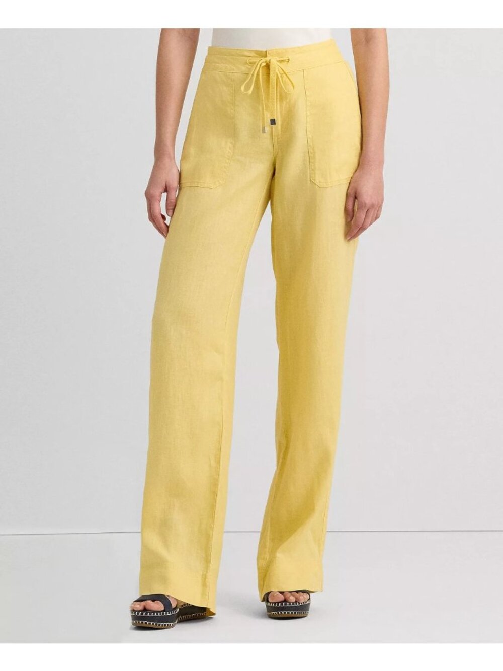Lauren Ralph Lauren Yellow Linen Wide Leg Pants NWT! Size 14